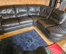 Brown leather sofa