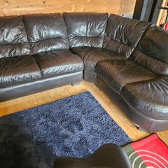 Brown leather sofa