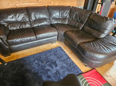 Brown leather sofa