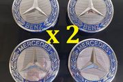 (x 2 sets) Mercedes Centre Caps (Blue) FREE POST