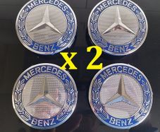 (x 2 sets) Mercedes Centre Caps (Blue) FREE POST