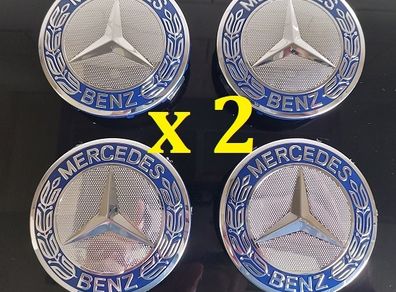 (x 2 sets) Mercedes Centre Caps (Blue) FREE POST