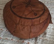 Vintage Moroccan ethnic pouffe