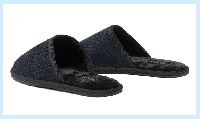 Boss Brand New Cosy Home Slippers - Leather, Dark Blue - Perfect Christmas gift