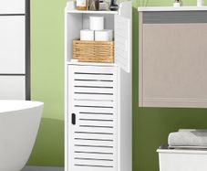 Bathroom Storage Unit,Home Storage Furniture,Freestanding DIsplay Cabinet with Shelf and Door for Bedroom Kitchen Office Hallway,White
