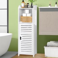 Bathroom Storage Unit,Home Storage Furniture,Freestanding DIsplay Cabinet with Shelf and Door for Bedroom Kitchen Office Hallway,White