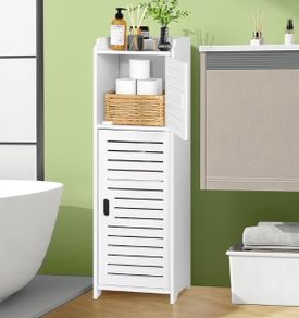 Bathroom Storage Unit,Home Storage Furniture,Freestanding DIsplay Cabinet with Shelf and Door for Bedroom Kitchen Office Hallway,White