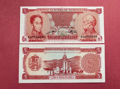 Venezuela  5 Bolivares  1974  Pick 50h  ( Uncirculated )