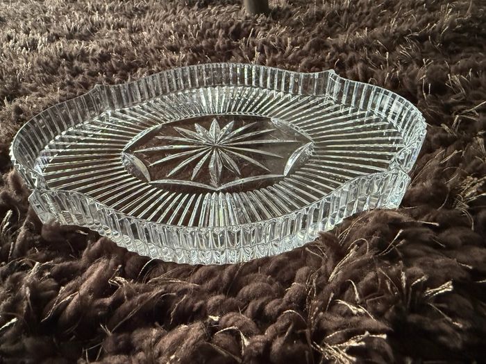 Waterford Crystal Seahorse Scalloped Oval Vanity Dresser Tray Relish Dish