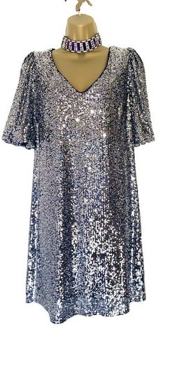Kelly Brook Silver Sequin Dress