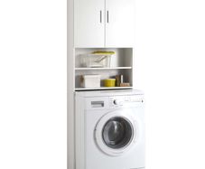 FMD Washing Machine Cabinet with Storage Space White