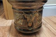Brass Planter Pot Vintage Lion Rings Handcrafted Antique Metal Jardiniere Collectable Retro