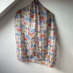 Vibrant Butterfly Print 100% Silk Scarf / Lightweight Shawl