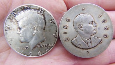 Silver Coins -1964 Kennedy Half Dollar  - 1966 IRELAND 10 Shilling