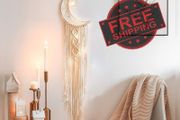 NEW SALE | Macrame Wall Hanging with LED Light,Moon Dream Catcher Woven Tapestry Bohemian Home Decor Wedding Party Ornaments Craft Gifts