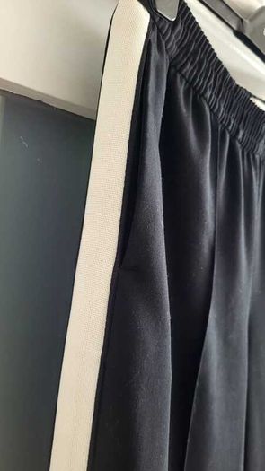 M&S black trousers with white side stripe and pockets Sz 10 (Short) - Bnwot - Rrp 34 (New)