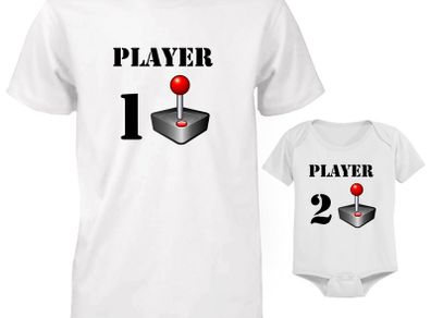 Funny Cute Daddy and Baby Matching T-Shirt and Bodysuit Set - players