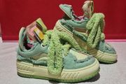Colourful Canvas Trainers  Green / Pink  Distressed Style