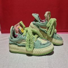 Colourful Canvas Trainers  Green / Pink  Distressed Style