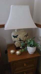 Vintage Ceramic Table Lamps with Cherry Blossom and Butterfly Pattern