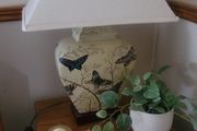 Vintage Ceramic Table Lamps with Cherry Blossom and Butterfly Pattern
