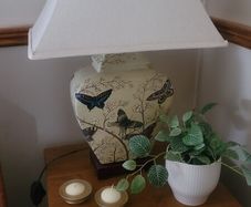 Vintage Ceramic Table Lamps with Cherry Blossom and Butterfly Pattern