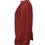 River Island Ladies Red Semi Pleated Sheer Top Long Sleeves Cold Shoulders Sz 10 including postage Image 4