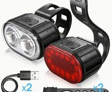 Mountain Bike Headlight And Taillight, LED USB Rechargeable, new.