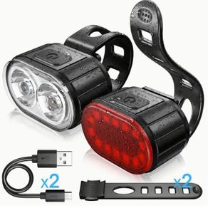 Mountain Bike Headlight And Taillight, LED USB Rechargeable, new.