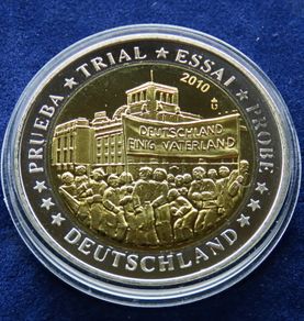 Germany UNITED FATHERLAND 2010 10 euro probe Trial Pattern Specimen Coin .
