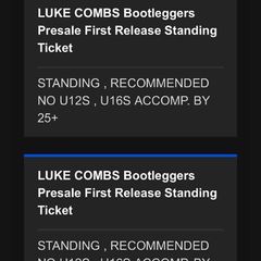 2 x Luke Combs Sunday night tickets