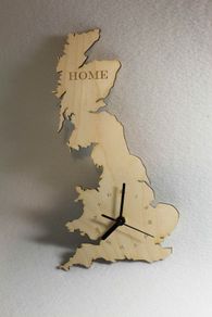 Unique Bespoke Great Britain County Shape Clock Wooden Map Country Uk Clock