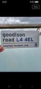 Nostalgic Everton Goodison park sign