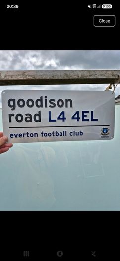 Nostalgic Everton Goodison park sign