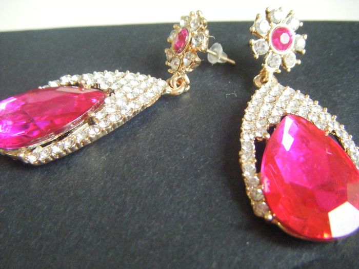 Cerise Pink Drop Earrings.