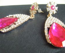 Cerise Pink Drop Earrings.