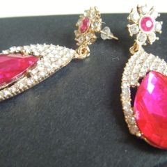 Cerise Pink Drop Earrings.