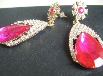 Cerise Pink Drop Earrings.