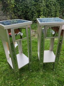 2 Silver Mirror beds side tables