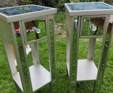2 Silver Mirror beds side tables