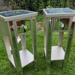 2 Silver Mirror beds side tables