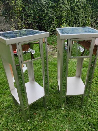2 Silver Mirror beds side tables