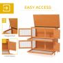 2-Tier Wooden Rabbit Hutch Guinea Pig Hutch Duck House Double Decker Pet Cage with Sliding Tray Image 4