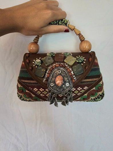 Mary Frances Vintage Designer Beaded Bag With Semi Precious S