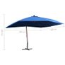 Hanging Parasol with Wooden Pole 400x300 cm Blue Image 7