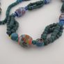 Antique Venetian African Style Skunk & African Turqouise Color Glass Beads Necklace Image 8
