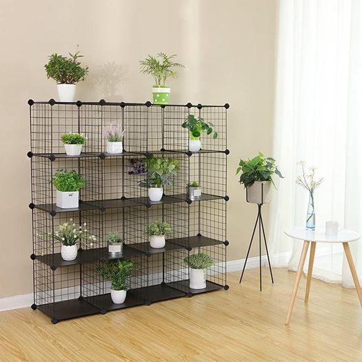 16 Cube Metal Wire Storage Organiser, DIY Closet Cabinet and Modular Shelving Grids, Wire Mesh Shelves and Rack (FREE SHIPPING)