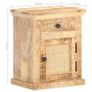 Bed Cabinet 40x30x50 cm Solid Mango Wood and Natural Cane Image 5