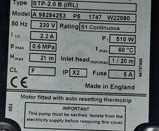 Fully working 2 Bar Grundfos Shower Booster Pump