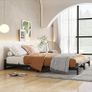 King Size Bed Frame,5ft Floor Bed Frame King Size Bed Base with Steel Slats,Heavy Duty Metal Platform Low Bed King Beds 150x200 cm,Mattress Base No Box Spring Needed,No Noise,Black Image 3
